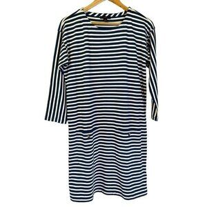 J. Crew Knit Front‎ Pocket Stripe Shift Dress S Coastal Preppy Quiet Luxury